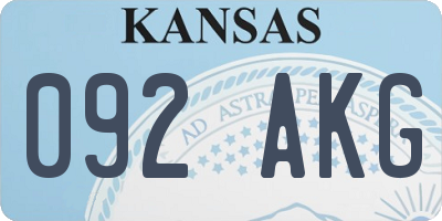 KS license plate 092AKG