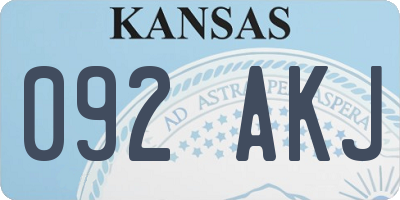 KS license plate 092AKJ