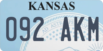 KS license plate 092AKM