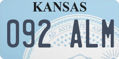 KS license plate 092ALM