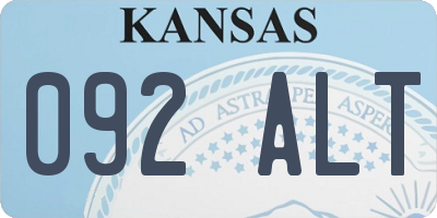 KS license plate 092ALT
