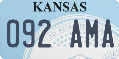 KS license plate 092AMA