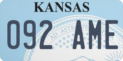KS license plate 092AME