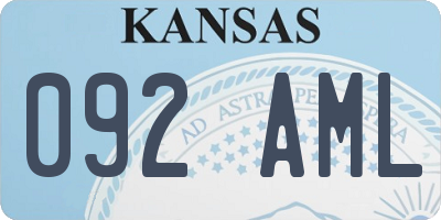 KS license plate 092AML