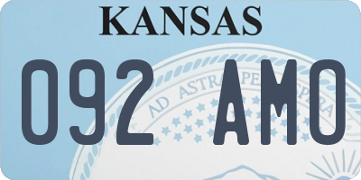 KS license plate 092AMO