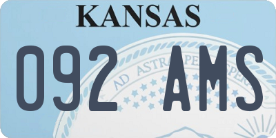 KS license plate 092AMS