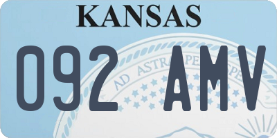 KS license plate 092AMV