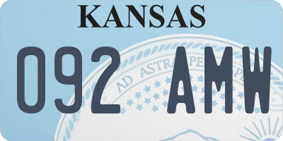KS license plate 092AMW