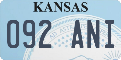 KS license plate 092ANI