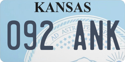KS license plate 092ANK