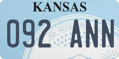 KS license plate 092ANN