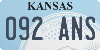 KS license plate 092ANS