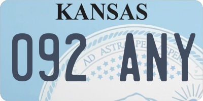 KS license plate 092ANY