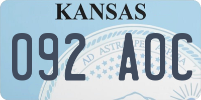 KS license plate 092AOC