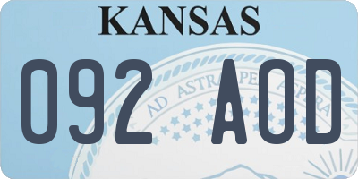 KS license plate 092AOD