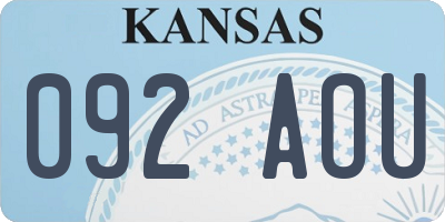 KS license plate 092AOU