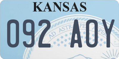 KS license plate 092AOY