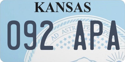 KS license plate 092APA