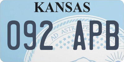 KS license plate 092APB