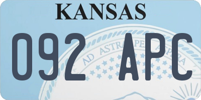 KS license plate 092APC
