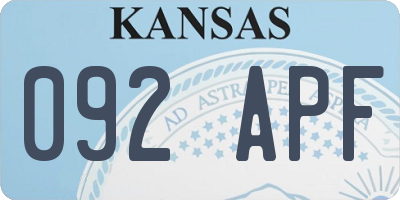 KS license plate 092APF