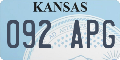 KS license plate 092APG