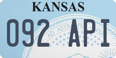 KS license plate 092API