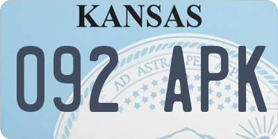 KS license plate 092APK