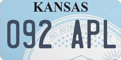 KS license plate 092APL