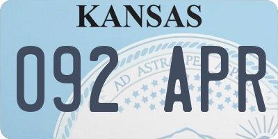 KS license plate 092APR
