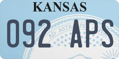 KS license plate 092APS