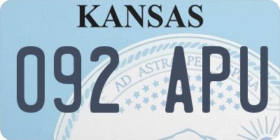 KS license plate 092APU