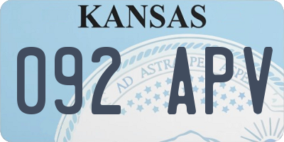 KS license plate 092APV
