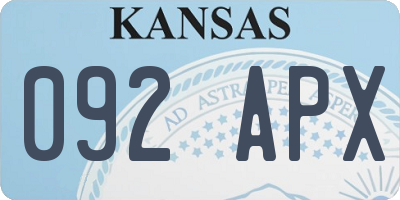 KS license plate 092APX