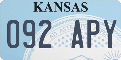 KS license plate 092APY