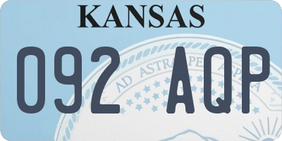 KS license plate 092AQP