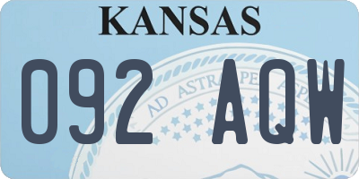 KS license plate 092AQW