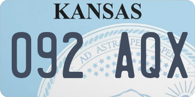 KS license plate 092AQX