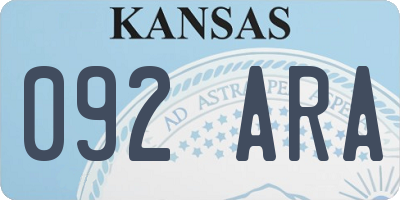 KS license plate 092ARA