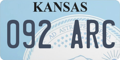 KS license plate 092ARC