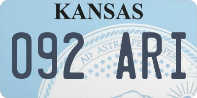 KS license plate 092ARI