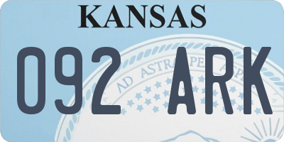 KS license plate 092ARK
