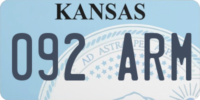KS license plate 092ARM
