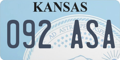 KS license plate 092ASA