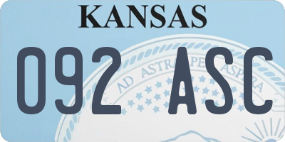 KS license plate 092ASC