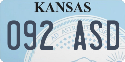 KS license plate 092ASD