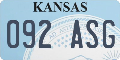 KS license plate 092ASG