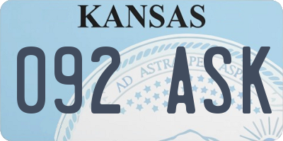 KS license plate 092ASK