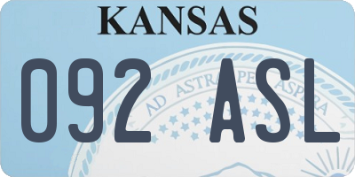 KS license plate 092ASL