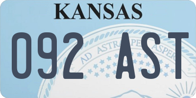 KS license plate 092AST